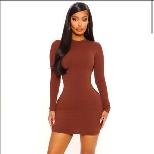 FASHION NOVA: Snatched Bella dress in Chestnut